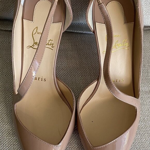 Christian Louboutin Nude Patent Leather Jumping Cross Strap Pump - Picture 9 of 14
